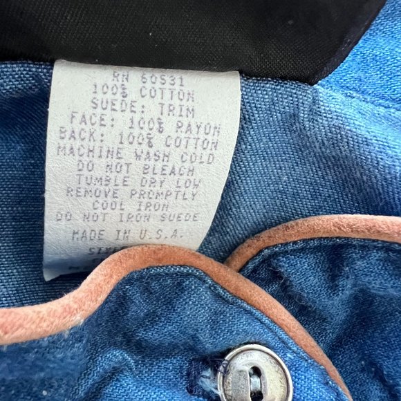 90's Roughrider Chambray/Denim Shirt with Embroidery and Suede - Size Medium - Picture 10 of 10